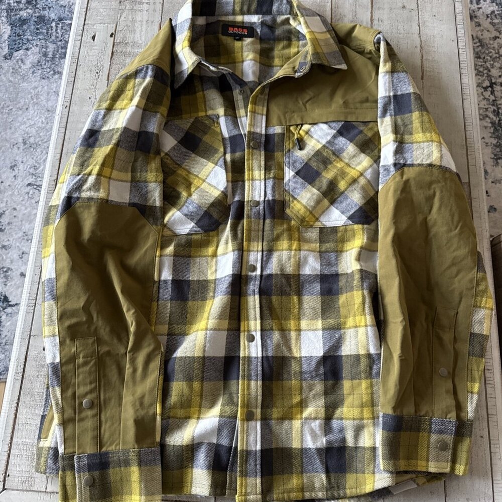 Bass Outdoor Men Regular fit Shacket Coat Large Green Plaid